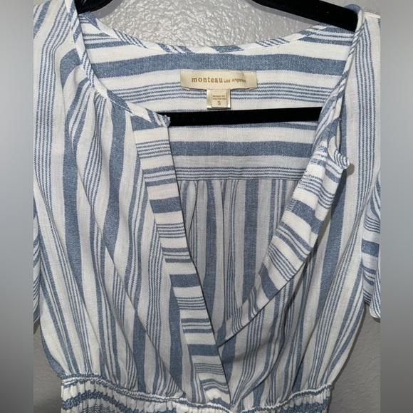 Monteau Los Angles Size Small, Blue and White Stripe Dress - Picture 3 of 6